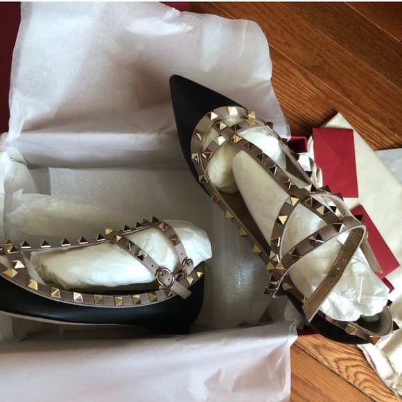 Valentino Rockstud Black Flats - Picture 4 of 7
